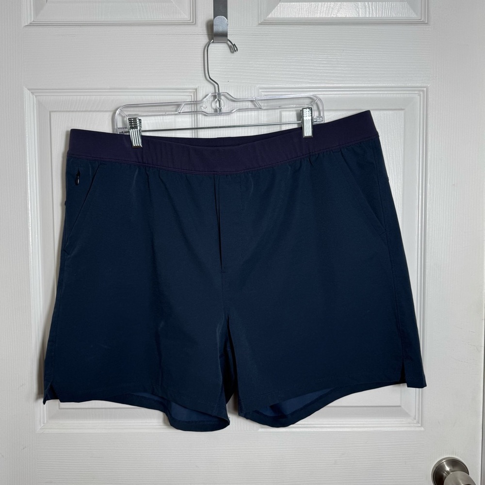 Public Rec Flex Shorts Mens 42 Navy Blue Athletic 5” Drawstring - Picture 2 of 11